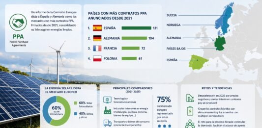 ESPAÑA Y ALEMANIA LIDERAN LOS CONTRATOS DE ENERGÍA RENOVABLE A LARGO PLAZO EN EUROPA